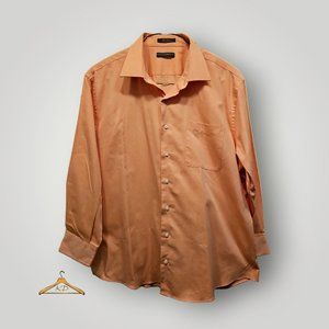 Damon Dri-Tech Dress Shirt Size 18-32/33 Pastel Orange Oxford Cloth